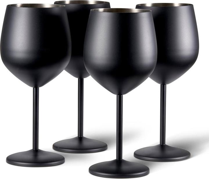 Actual product image Oak & Steel Stainless steel wine glasses black matt set of 2 (50 cl, 2 Glasses, Wine glasses set)