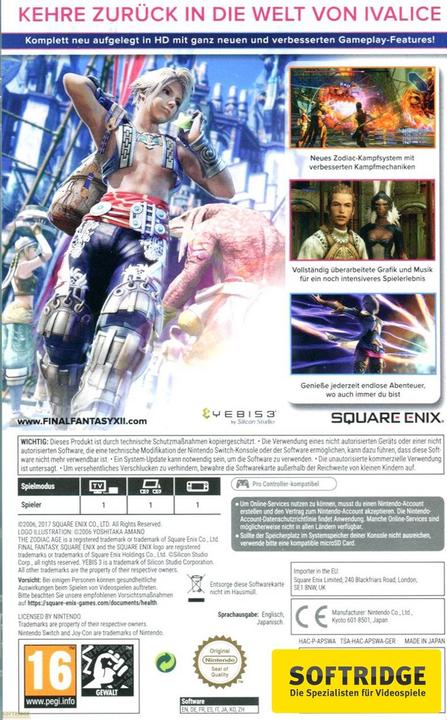 Actual product image Square Enix Final Fantasy 12: The Zodiac Age (Switch, DE)