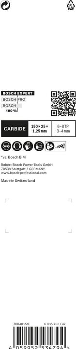 Produktbild Bosch Professional Zubehör EXPERT ‘Multi Material’ 956 XHM Säbelsägeblatt, 1 Stück