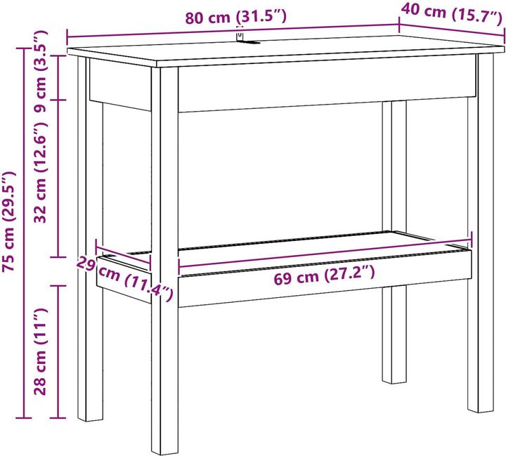 Image du produit vidaXL Konsolentisch (40 x 40 x 75 cm)