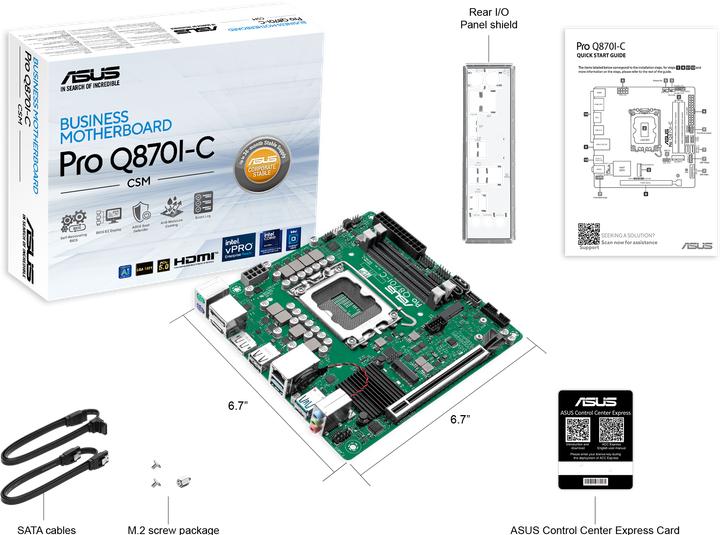 Productafbeelding ASUS MB PRO Q870I-C-CSM (LGA 1851, Intel Q870, Mini-ITX)