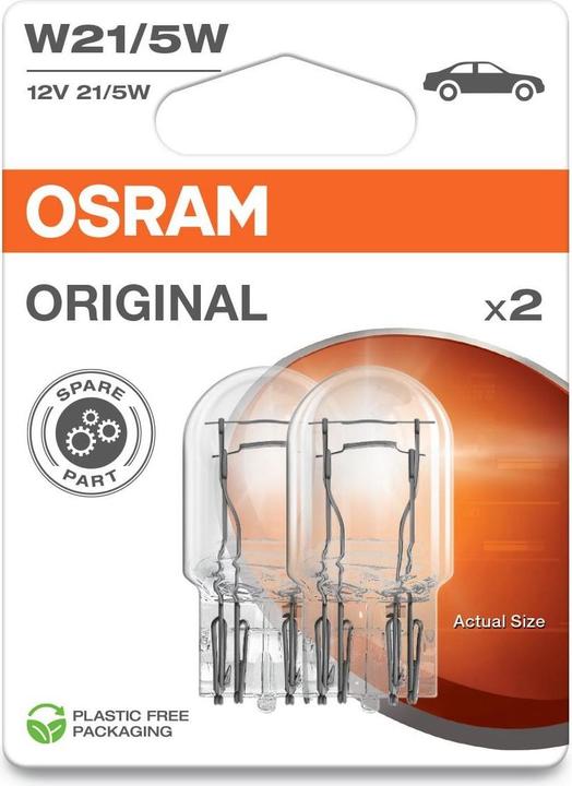 Produktbild Osram Original Signallampe W21/5W, 12V, Doppelblister (W21/5W)