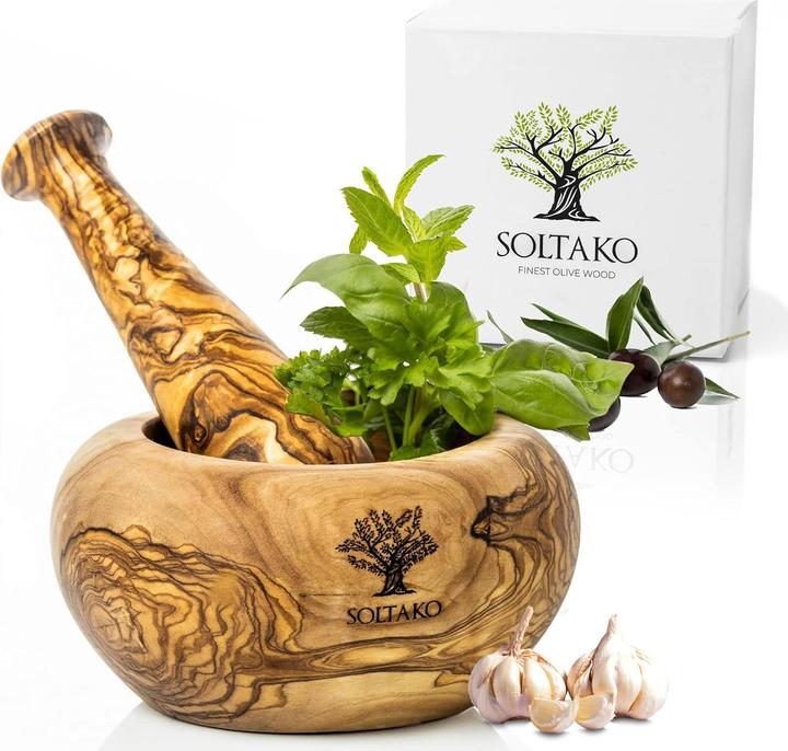 Actual product image Soltako Olive wood mortar