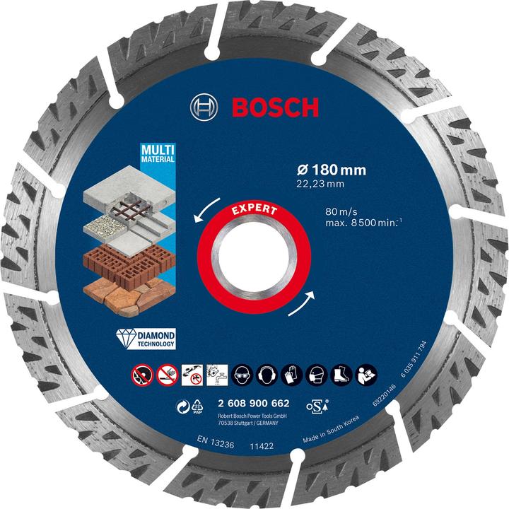 Produktbild Bosch Professional Zubehör EXPERT MultiMaterial Diamanttrennscheiben, 180 x 22,23 x 2,4 x 12 mm