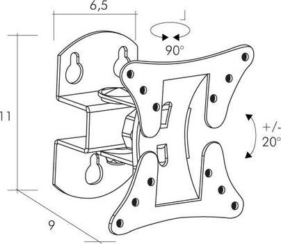 Produktbild ITB STAFFA TV 10"/32" 100X100 HOSPITAL 1 SNODO 20KG (Wand, 20 kg, 10" - 30")