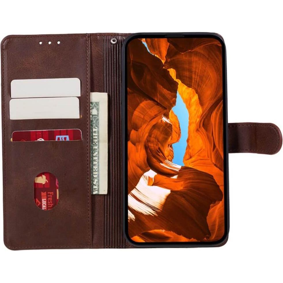 Thumbnail - Cover-Discount Xiaomi Poco F6 - Leder Etui Hülle (Xiaomi Poco F6), Smartphone Hülle, Braun