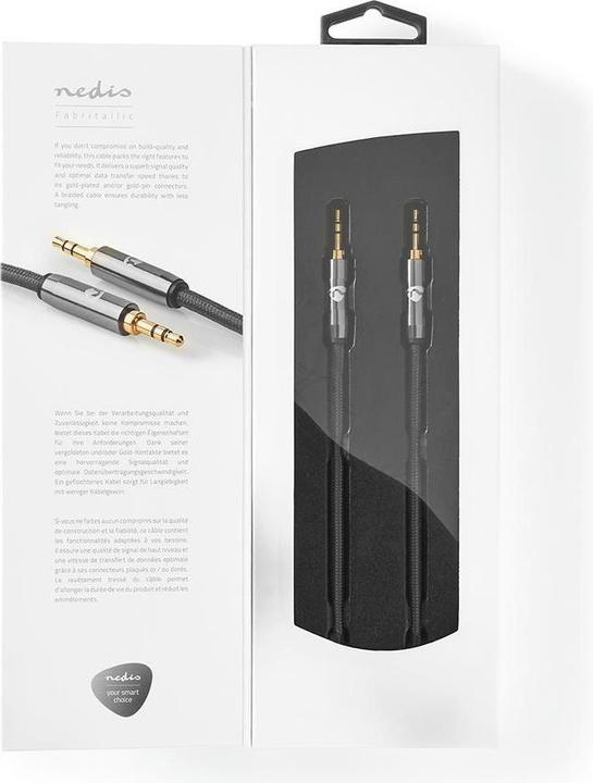 Image du produit Nedis Câble audio stéréo 3.5 mm mâle 3.5 mm mâle Plaqué or 5.00 m rond Gris / Gun Metal Gris Ve (5 m, Jack 3,5 mm (AUX))