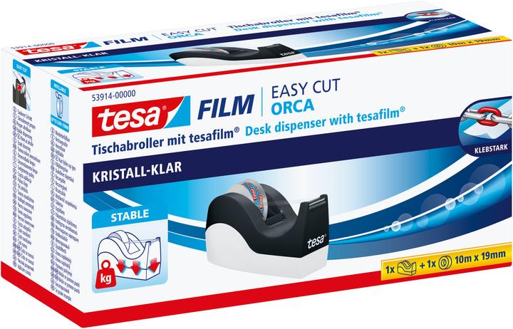 Actual product image tesa EASY CUT ORCA table dispenser, clean cut