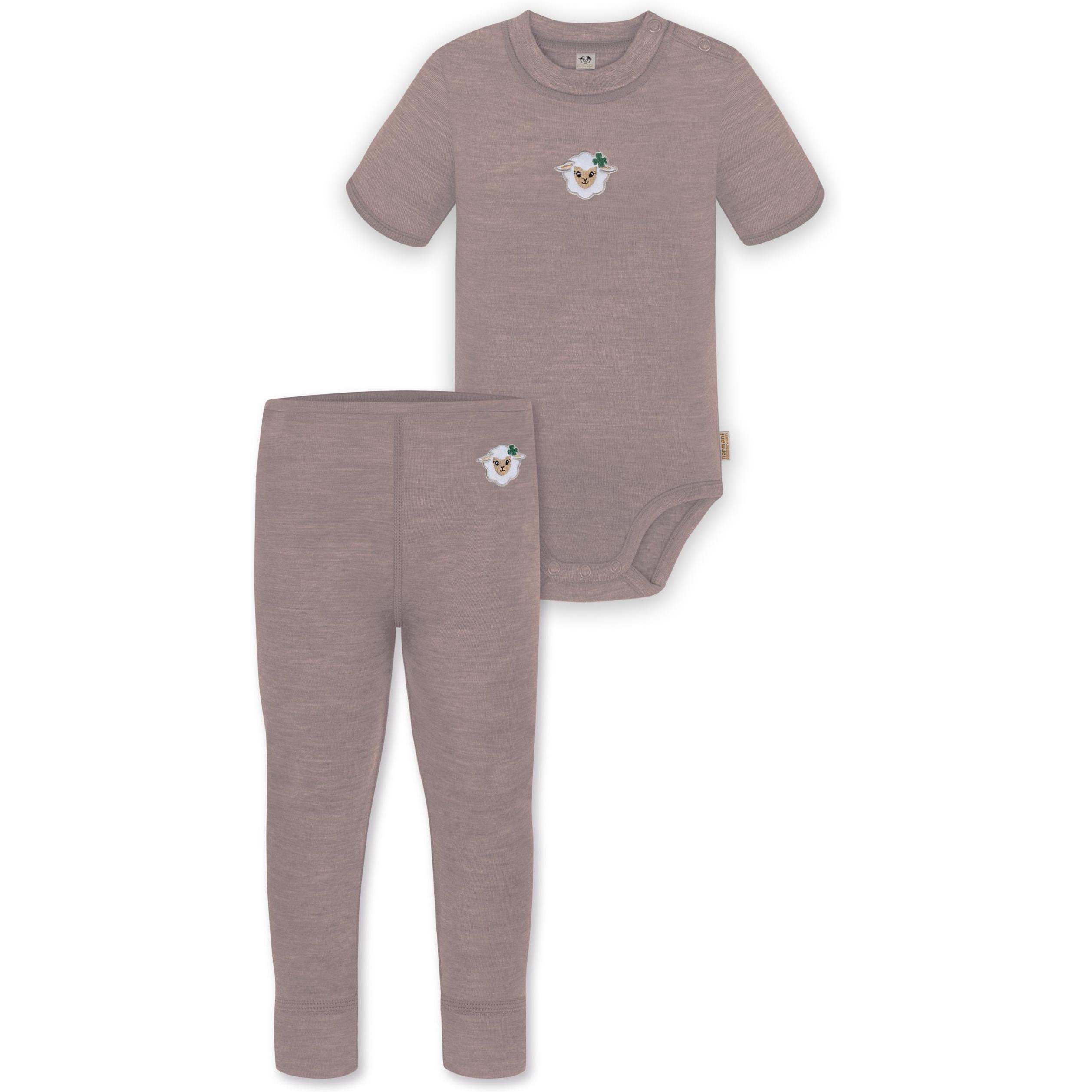 Thumbnail - Normani, Body, Baby Merino Kurzarmbody „Tihoi" und Hose „Tutira" - 9613, Rosa, (74)