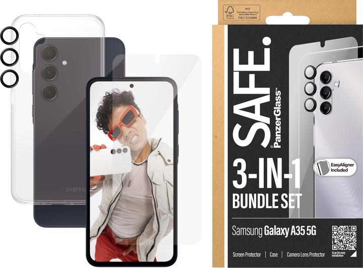 Actual product image Safe Edge to Edge Glass + Case (1 Piece, Samsung Galaxy A35)