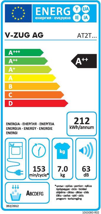 Energy Label V-Zug AdoraDrying V2000 (7 kg, Left)