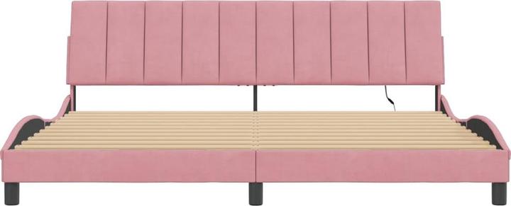 Produktbild vidaXL Bettgestell mit LED Polsterbett Bett Doppelbett Rosa 200x200cm Samt (200 x 200 cm)