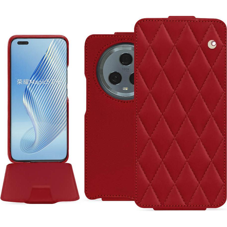 Noreve Lederschutzhülle vertikal (Honor Magic5 Pro), Smartphone Hülle, Rot