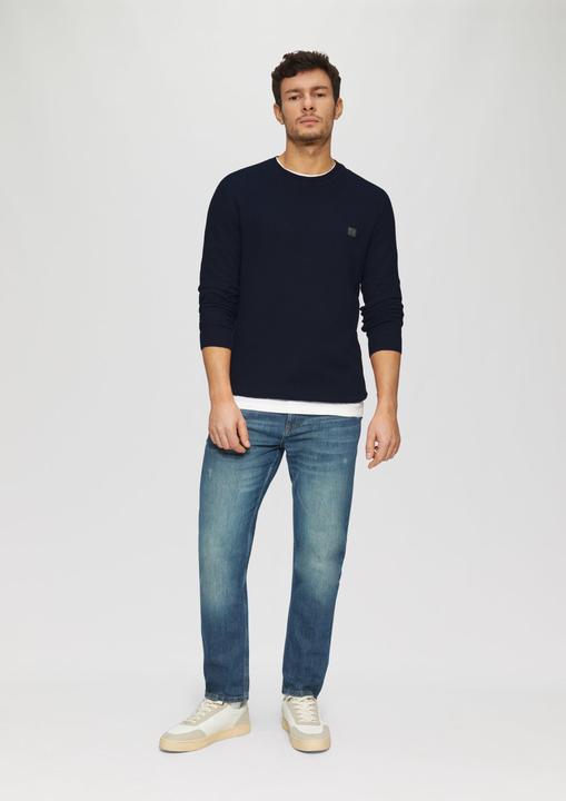 Image du produit s.Oliver Strickpullover Strukturierter Strickpullover mit Logo-Patch (XXL)