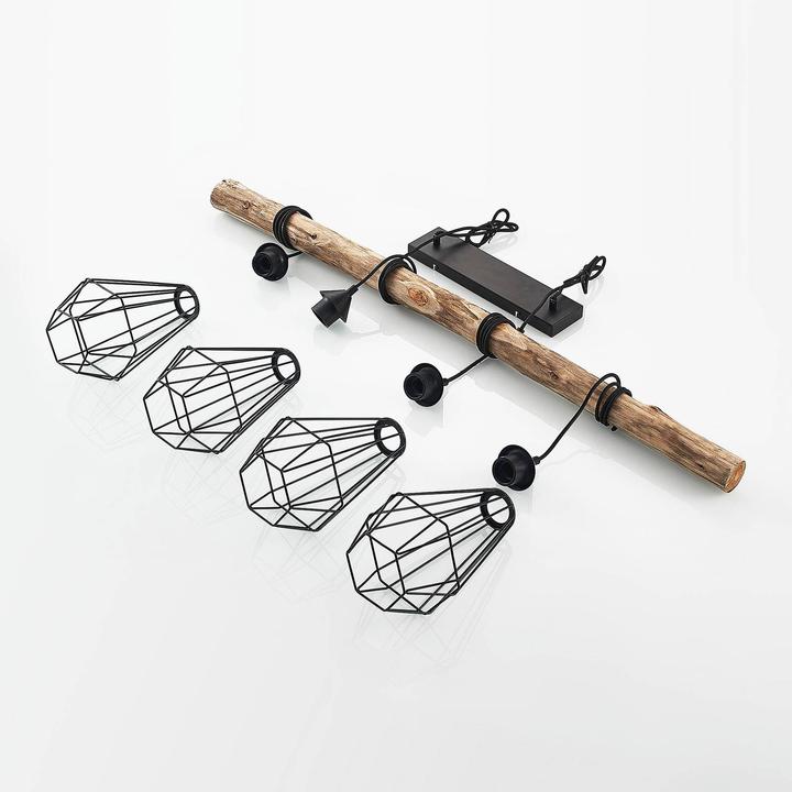 Image du produit Lindby Eldarion 4 Lampe à suspension Noir/Bois (E27)