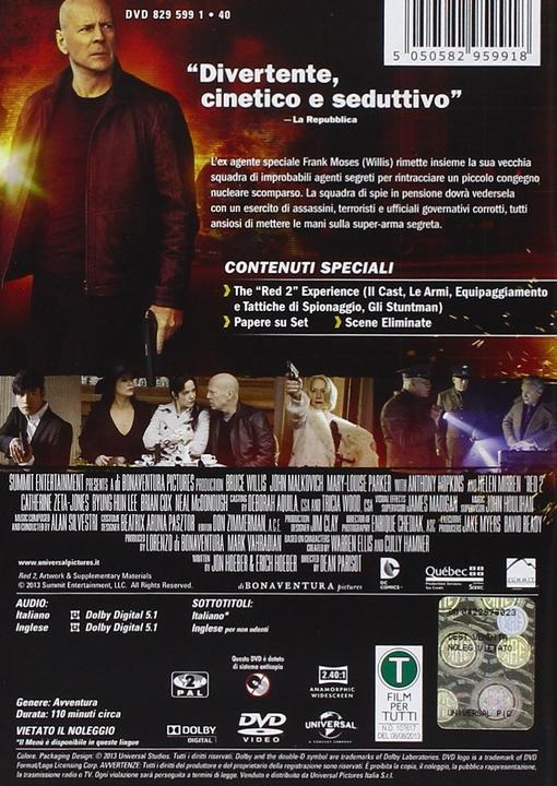 Actual product image Red 2 (DVD, 2013, Italian, English)