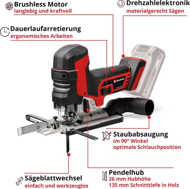 Productafbeelding Einhell TP-JST 18/135 Li BL accudecoupeerzaag 4321265 borstelloos, zonder accu, zonder oplader