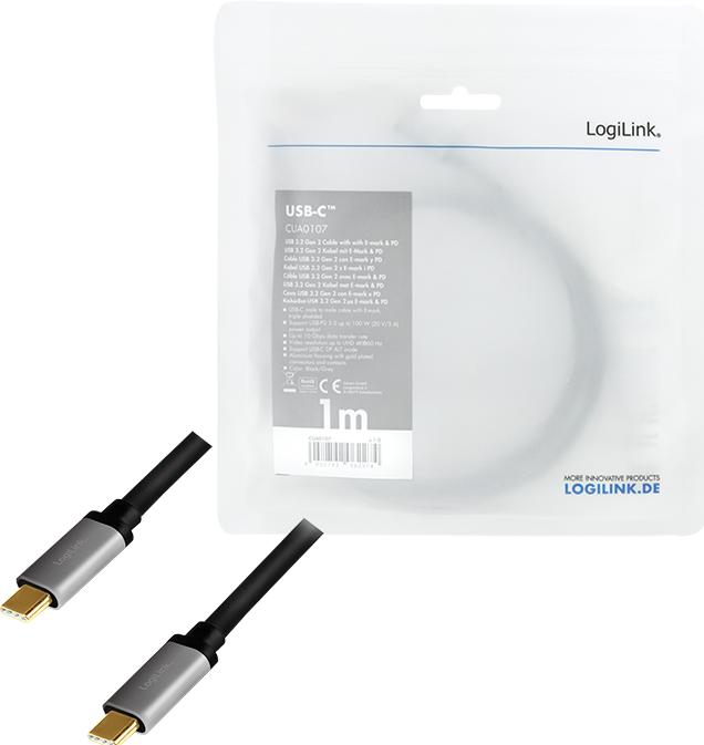Immagine prodotto LogiLink USB C — USB C (1 m, USB 3.2 Gen 2, 10 W)