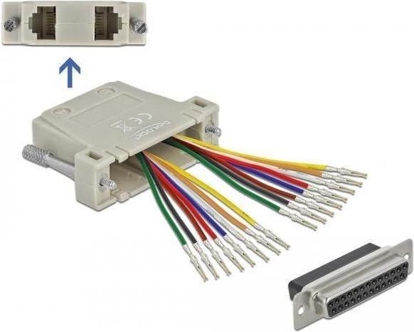Image du produit Delock D-Sub 25 Pin femelle à sertir vers 2 x RJ45 femelles avec kit de montage beige (RJ45 (2x))