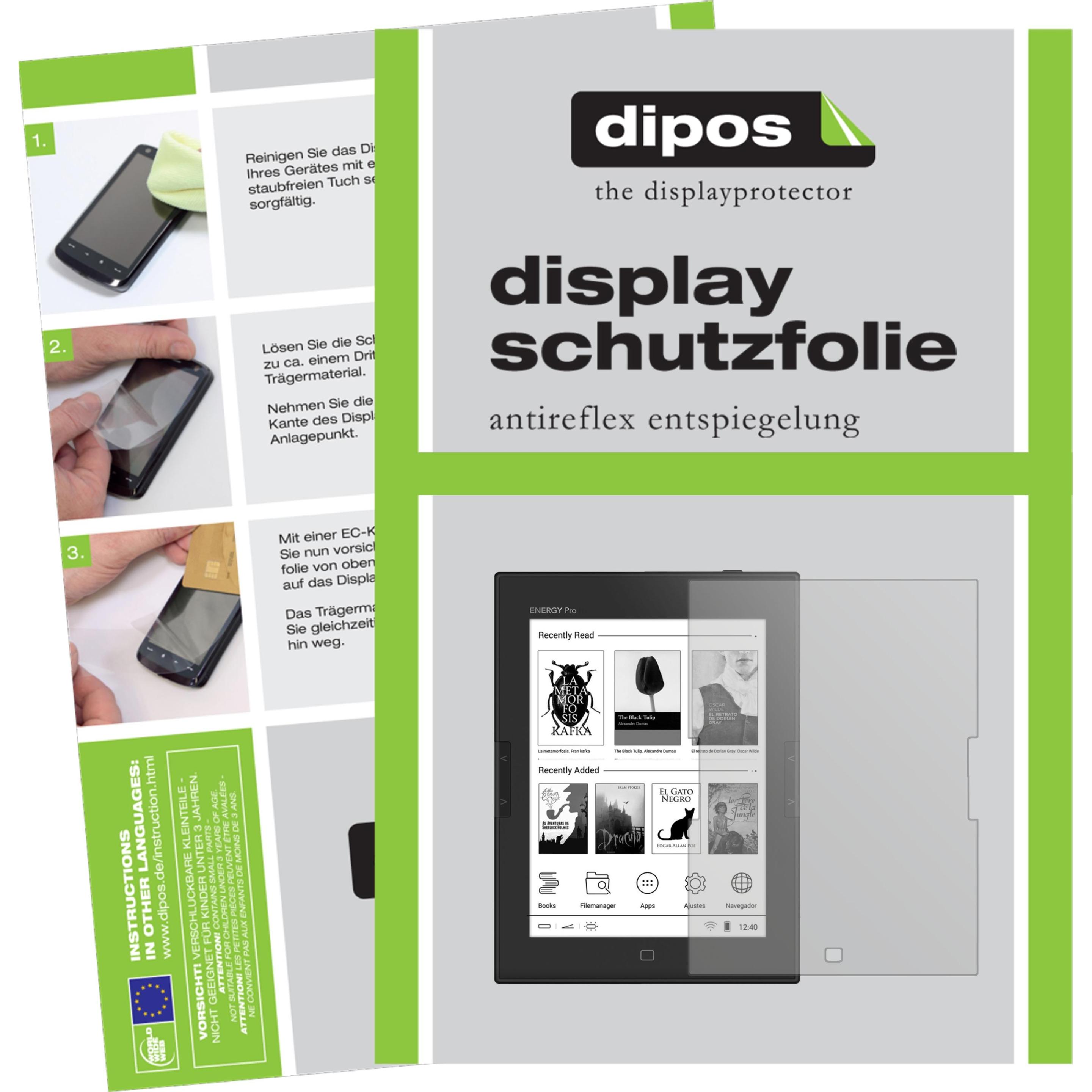 Dipos Displayschutzfolie Antireflex (2 Stück, eReader Pro HD), Tablet Schutzfolie