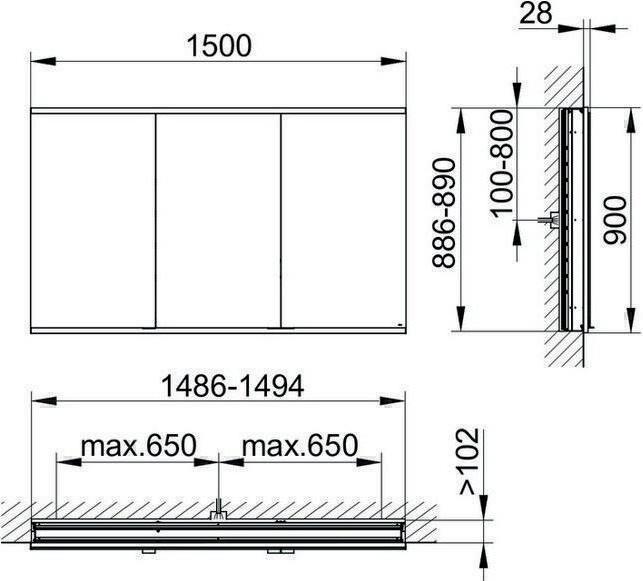 Image du produit Keuco Armoire de toilette ROYAL MODULAR 2.0 largeur 1500mm hauteur 900mm profondeur 120mm