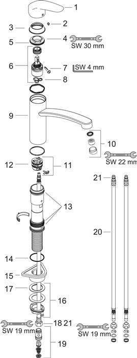 Productafbeelding hansgrohe Lagedrukmengkraan Focus E2 glanzend chroom 31804000