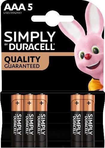 Image du produit Duracell Pile Mini Stilo AAA Simply LR03 MN2400 1Cnf/5pz (5 pcs, AAA)