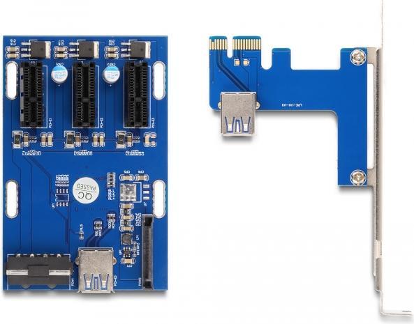 Produktbild Delock Riser Karte PCI Express x1 zu 3 x PCIe x1 mit 50 cm USB Kabel