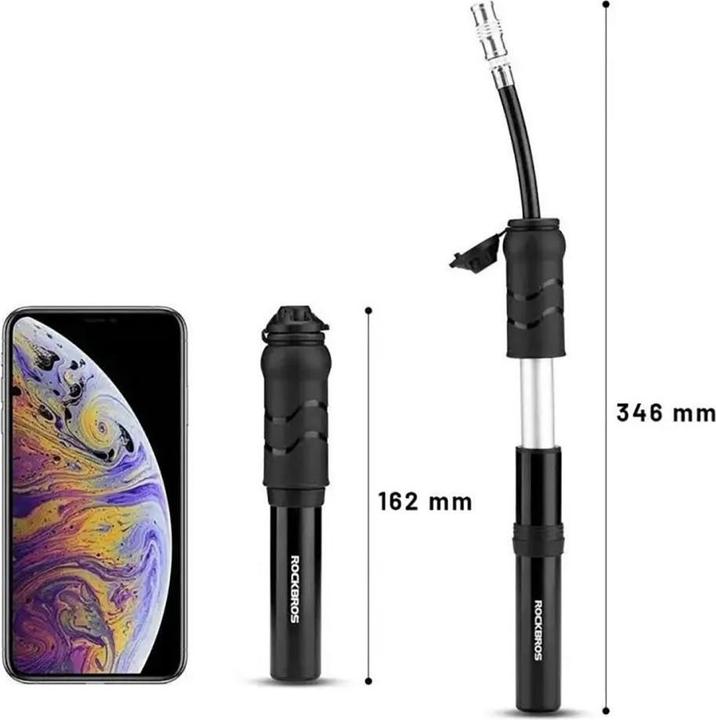 Actual product image Rockbros 810PCS-HP Mini-Handpumpe für Fahrräder mit Presta- und Schrader-Schlauch – Schwarz