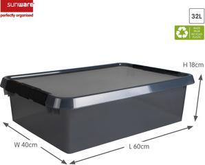 Actual product image Helit Aufbewahrungsbox Comfort-line, 32L, grau-transparent (40 cm, 32 l)