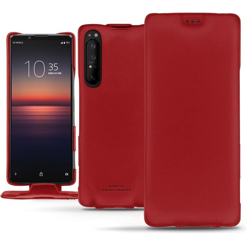 Noreve Lederschutzhülle vertikal (Sony Xperia 1 II), Smartphone Hülle, Rot