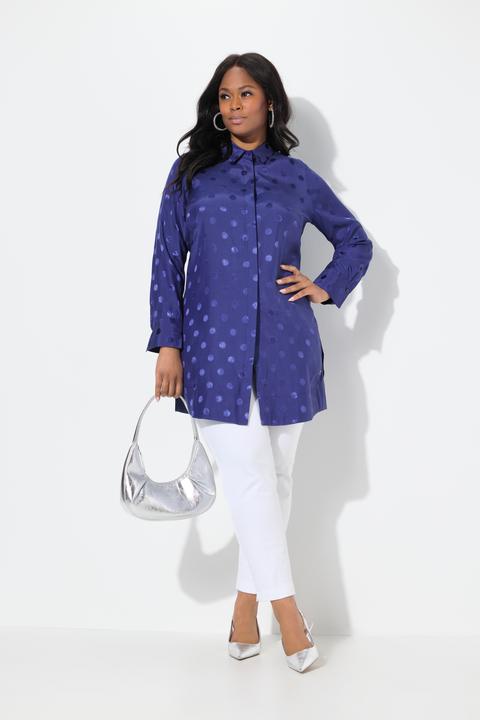 Produktbild Ulla Popken Longbluse, Jacquard-Punkte, Hemdkragen, Langarm (42, 44)