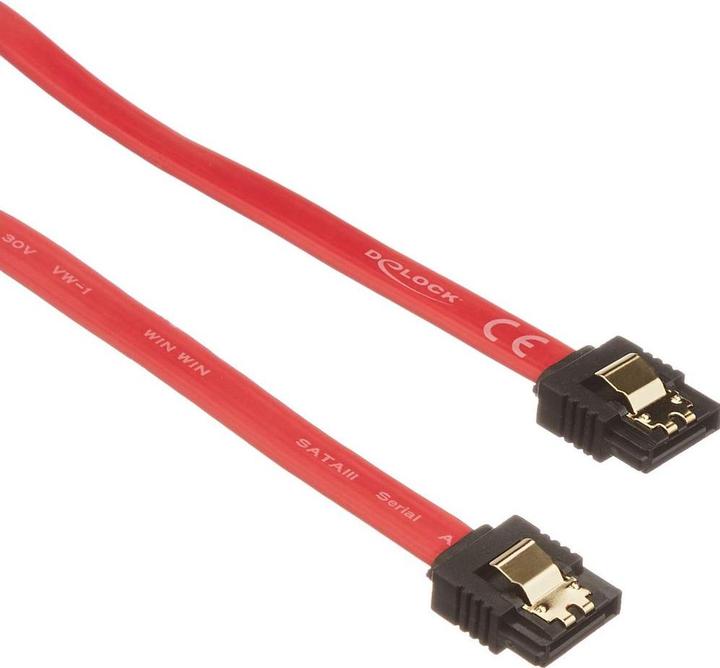 Produktbild Delock SATA-3 Kabel: 50cm,Metall Clip, rot (50 cm, SATA)