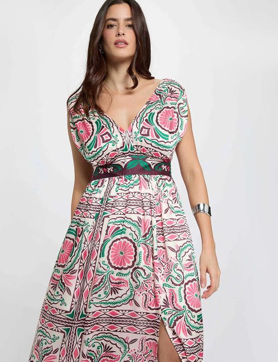 Image du produit Morgan Langes bedrucktes Kleid mit V-Ausschnitt (32)
