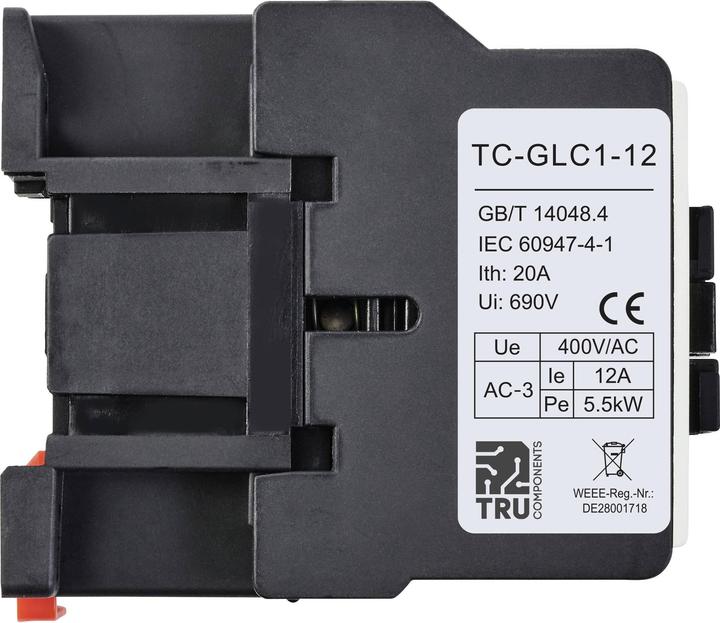 Produktbild Tru Components TC-GLC1-12 230V Schütz 1 Schliesser 5.5 kW 230 V/AC 12 A 1 St.