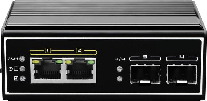 Actual product image LevelOne Switch 4 Port Gigabit PoE DIN-Rail,-40°C to 75°C (4 Ports)