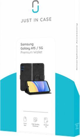 Image du produit Just in Case Housse de livre en cuir noir Samsung Galaxy A15/A15 5G (Samsung Galaxy A15, Samsung Galaxy A15 5G)