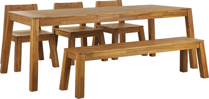 Produktbild Beliani Gartenmöbel Set Akazienholz hellbraun 6-Sitzer 5-teilig LIVORNO (225 cm)