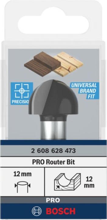 Produktbild Bosch Professional Zubehör Hohlkehlfräser, 12 mm, R1 12 mm, D 24 mm, L 15,9 mm, G 57 mm