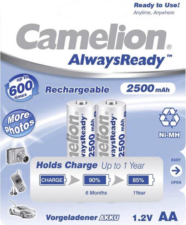 Produktbild Camelion AlwaysReady Mignon (AA)-Akku N (2 Stk., AA, 2500 mAh)