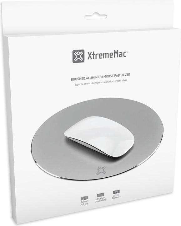 Actual product image XtremeMac Round Aluminum Mouse Pad Silver (S)