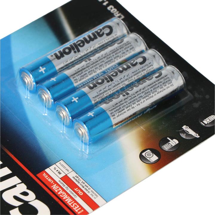 Immagine prodotto Camelion 11210403 - Batterie alcaline Digi AAA / LR03, 4 pezzi, capacità 1250 mAh, ideali per la cifra (4 pz., AAA, 1250 mAh)