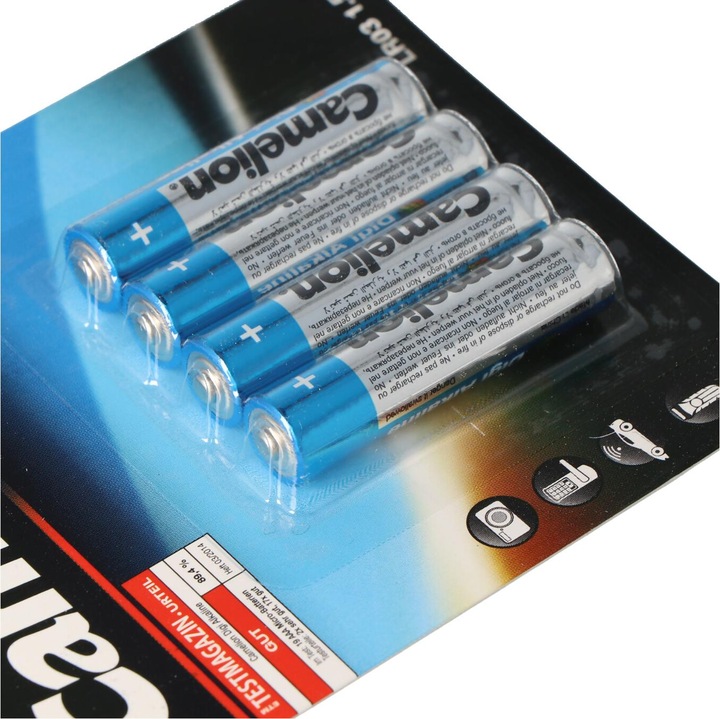 Produktbild Camelion 11210403 - Digi Alkaline Batterien AAA / LR03, 4 Stück, Kapazität 1250 mAh, ideal für digit (4 Stk., AAA, 1250 mAh)