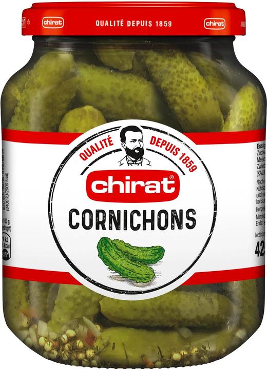 Chirat Cornichons Essig Gürkchen, ideal für Raclette, Fondue, Apéro, kalte Platten & Snacking (425 g)