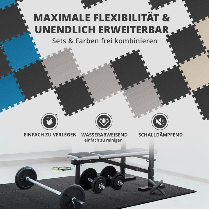 Image du produit BeMaxx Schützendes Puzzle-Mattenset, 18 Stück Blau (1 cm)