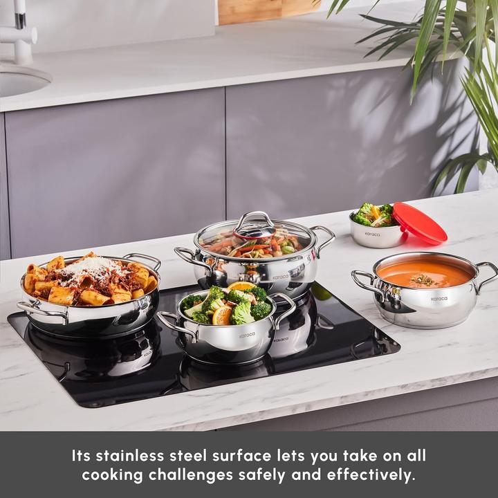 Produktbild Karaca Emirgan XL Cookware with Storage Lid Induction Base Made of Steel Pack of 10 (Pfannenset + Topfset, Edelstahl)
