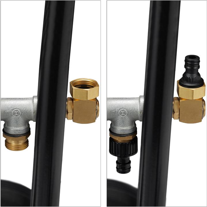 Image du produit Relaxdays Chariot à tuyaux en métal, avec roues (60 m)