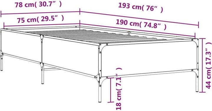 Produktbild vidaXL Bettgestell (75 x 190 cm)