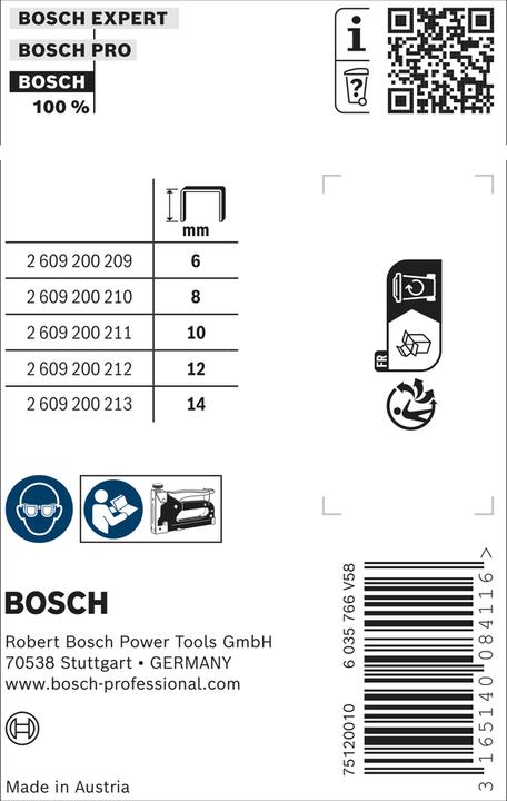 Produktbild Bosch Professional Zubehör Feindrahtklammer Typ 53, 11,4 x 0,74 x 10 mm, 5000er-Pack