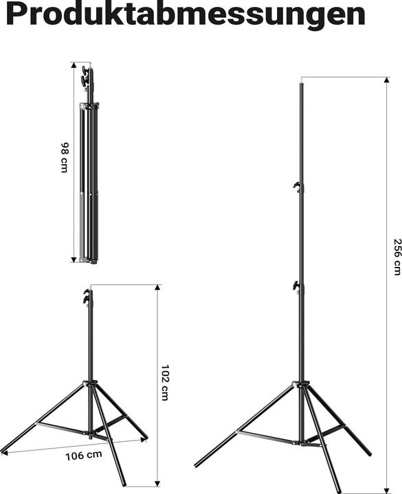 Produktbild Walimex pro WT-806 Lichtstativ + Sandsack Set befüllbar Gewichtssack Fotostativ (256 cm, 6 kg)